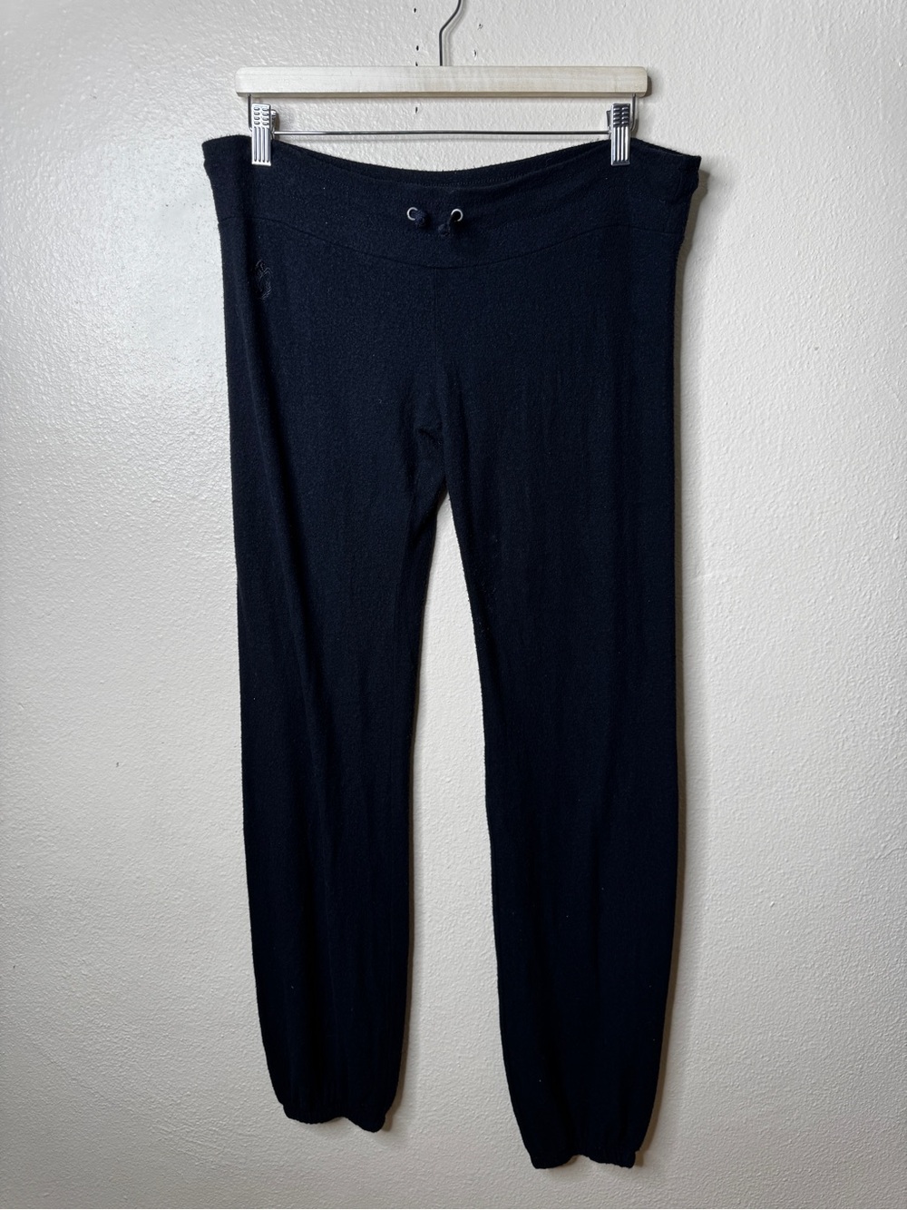 Wildfox Womens M Black Jogger Sweatpants Rayon Blend Drawstring Made USA NWT